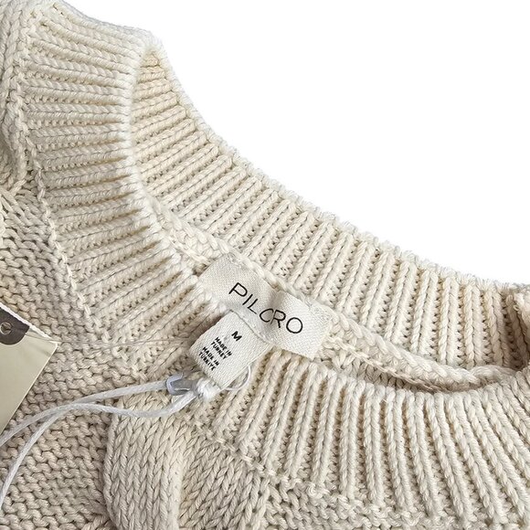 Anthropologie Womens Pilcro Cable Twofer Sweater, Knit, Ivory, Layered, Size M - Picture 7 of 9